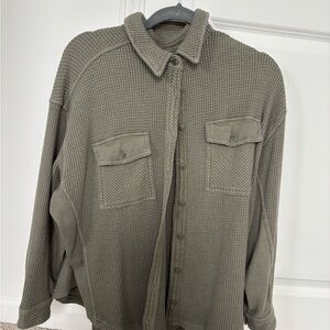 Women’s Olive Green Waffle Knit